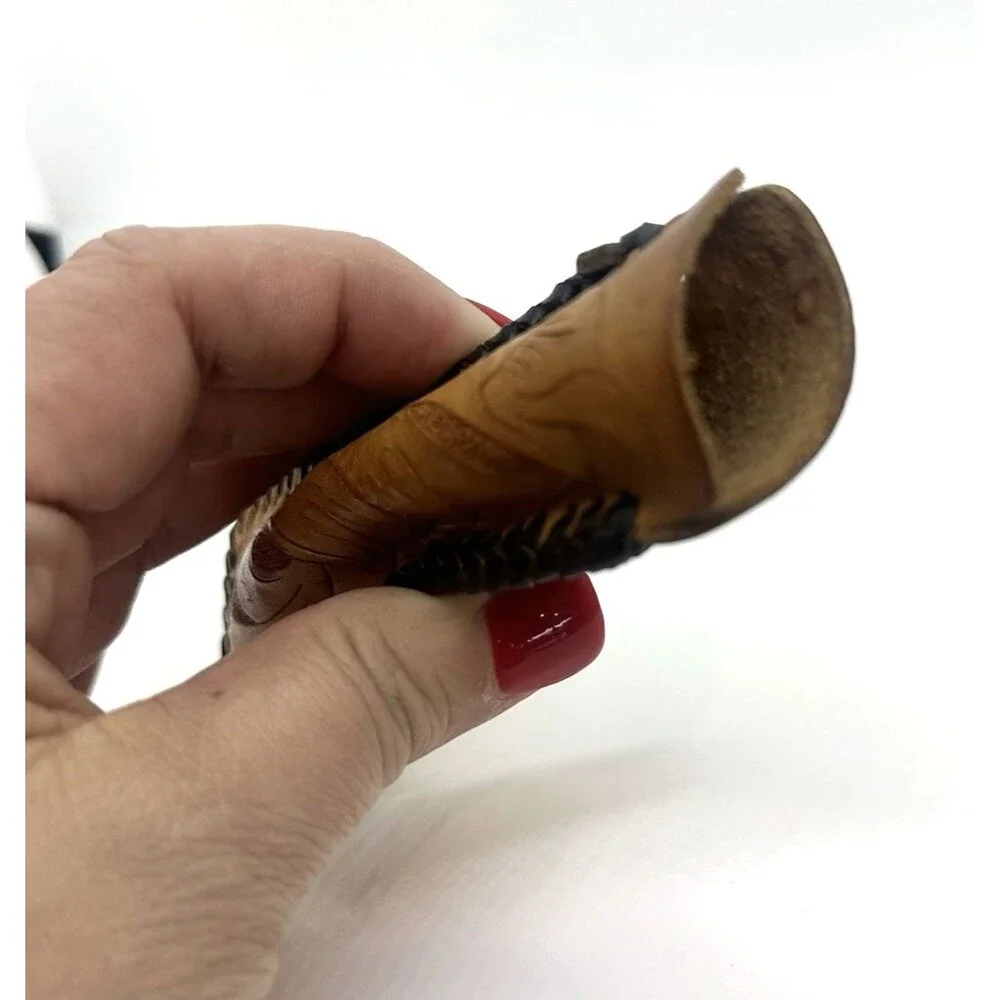 Vintage Handmade Tooled Leather Western Floral Scroll Comb Holder Sheath Pouch